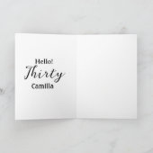 Carte Hello thirty birthday name simple minimal elegant  (Intérieur)