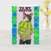 CARTE HELLO TO BEST FRIEND FUNNY CAT GREETING CARD (Fleur jaune)