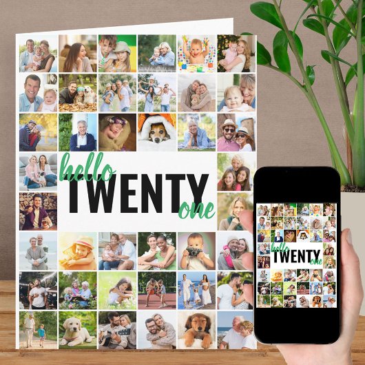 Carte Hello Twenty One Photo Collage 21e anniversaire