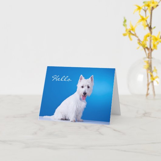 Carte Hello West Highland Terrier Blank Note Card (Fleur jaune)