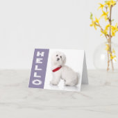 Carte Hello White Maltese Puppy Dog Blank Note Card (Fleur jaune)