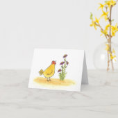 Carte Hen Et Grande Fleur (Fleur jaune)