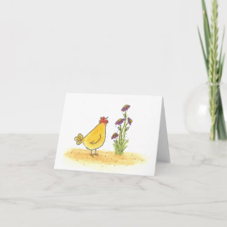 Carte Hen Et Grande Fleur