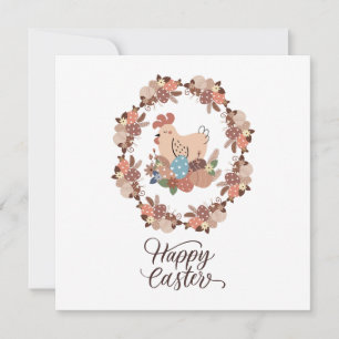 Carte Hen et oeufs de Pâques Joyeux Pâques