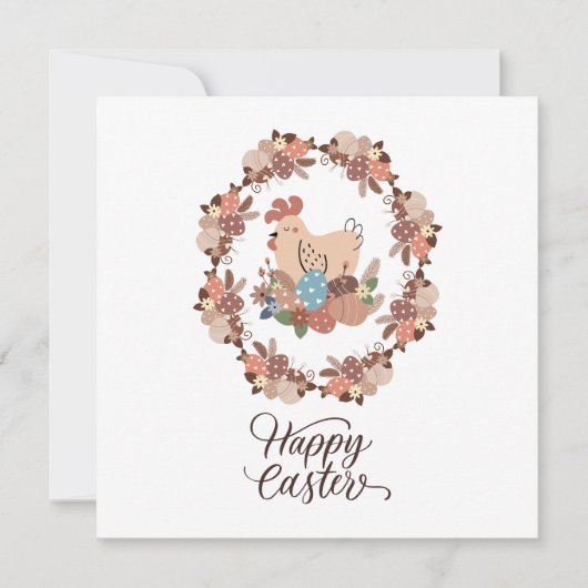 Carte Hen et oeufs de Pâques Joyeux Pâques (Devant)