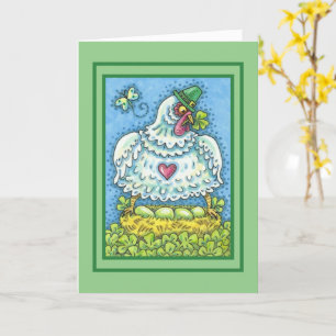 CARTE HEN IRLANDAIS FUNNY, OEUFS VERTS ET COUPE SHAMROCK