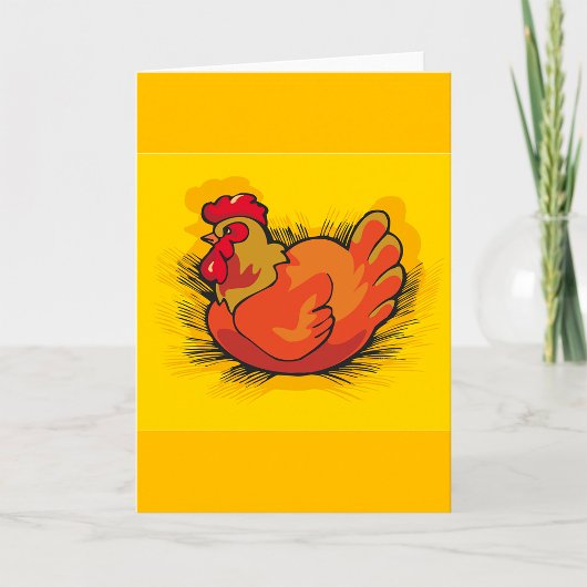 Carte Hen sur le nid Bright Farmyard Chicken