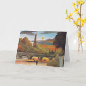 Carte Henri Rousseau - Seine et Tour Eiffel au coucher d (Fleur jaune)