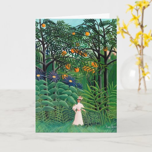 Carte Henri Rousseau - Une femme marche dans une forêt e (Fleur jaune)