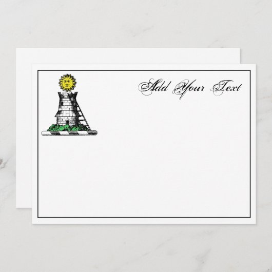 Carte Heraldic Medieval Castle Emblem Crest Note (Devant / Derrière)