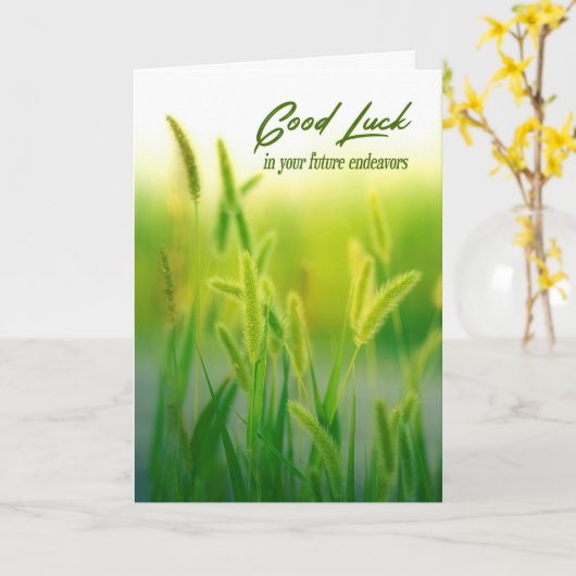 Carte Herbe verte d'été Bonne Chance (Fleur jaune)