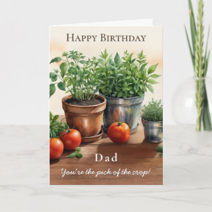 Carte Herbes et Tomates Choix de la Récolte Papa Anniver