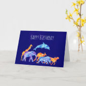 Carte Herd animal sauvage coloré Aquarelle Anniversaire (Fleur jaune)