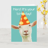 Carte Herd C'est ton anniversaire d'une chèvre drôle (Fleur jaune)