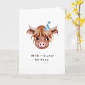 Carte Herd C'est ton anniversaire vache Highland (Fleur jaune)