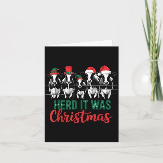Carte Herd It Was Christmas Cute Festive Cows Xmas Holid (Devant)