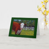 Carte Hereford Cow in Pasture : Illustration : Animal de (Yellow Flower)