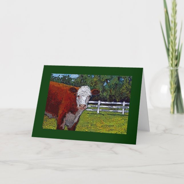 Carte Hereford Cow in Pasture : Illustration : Animal de (Devant)