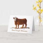 Carte Hereford Cow : One Tough Momma : Fête des Mères (Fleur jaune)