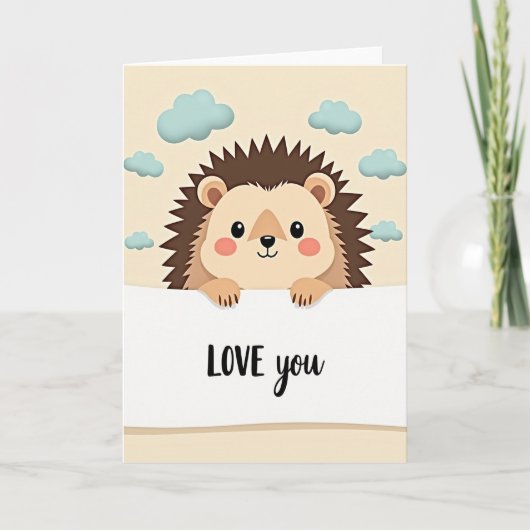 Carte Hérisson Adorable T'Aime (Devant)