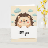 Carte Hérisson Adorable T'Aime (Fleur jaune)