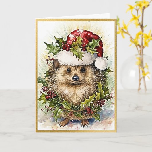 Carte Hérisson ami forestier enchantant (Fleur jaune)