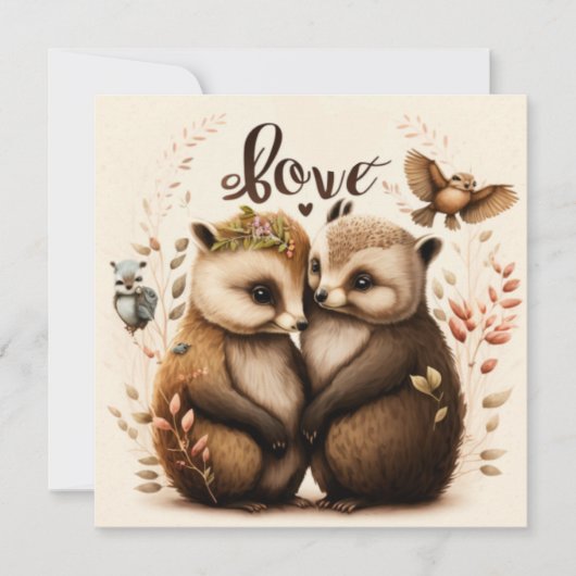 Carte hérisson amoureux (Devant)