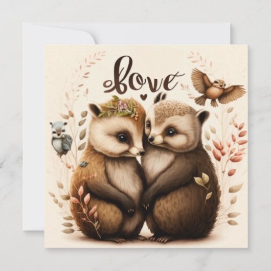 Carte hérisson amoureux (Devant)