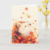 Carte Hérisson au coeur de l'automne (Fleur jaune)