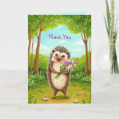 Carte Hérisson confortable et Merci forestier Fleur sauv (Devant)