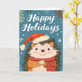 Carte Hérisson festif (Fleur jaune)