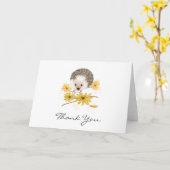 Carte Hérisson floral personnalisé plié (Fleur jaune)
