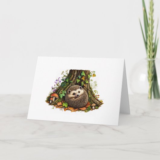 Carte Hérisson heureux sous un arbre (Devant)