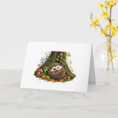 Carte Hérisson heureux sous un arbre (Fleur jaune)