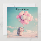 Carte Hérisson mignon avec ballons d'anniversaire, perso (Devant)