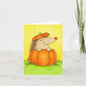 Carte Hérisson Mignon Vide dans Citrouille Automne (Devant)