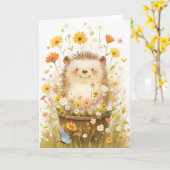 Carte Hérisson parmi les pâquerettes (Fleur jaune)