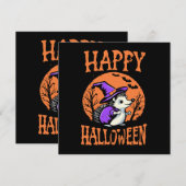 Carte Hérisson sorcière Halloween joyeux (Devant / Derrière)