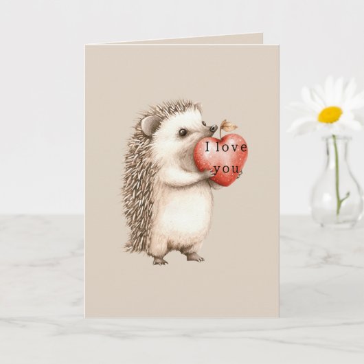 Carte Hérissons avec amour de coeur (Petite plante)