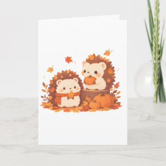 Carte Hérissons mignons d'automne – Animaux mignons de l