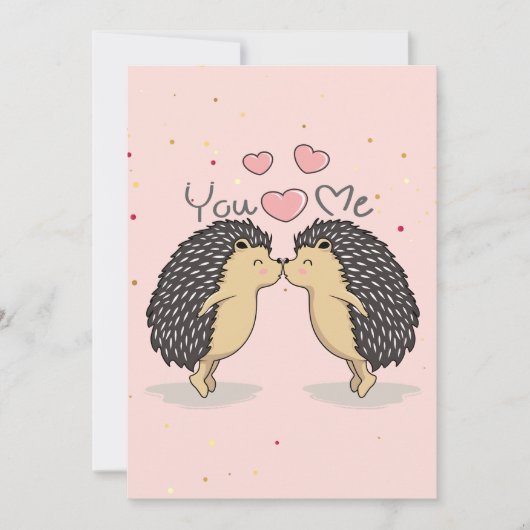 Carte Hérissons mignons qui s'embrassent (Devant)