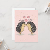 Carte Hérissons mignons qui s'embrassent (Devant/Arrière en situation)