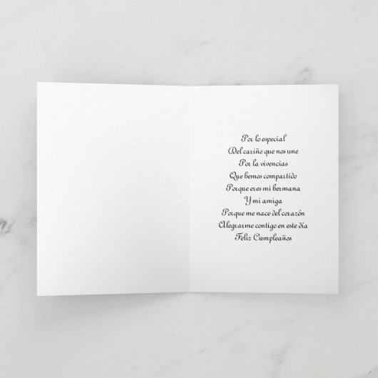 Carte Hermana de querida de Feliz Cumpleaños (Intérieur)