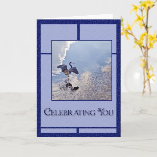 Carte Héron de grand bleu (Fleur jaune)