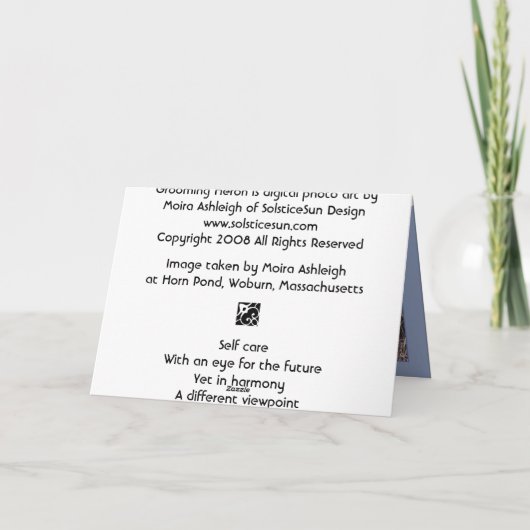 Carte Héron de toilettage (Dos)