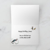 Carte Héron et libellules tricolores Anniversaire (Intérieur)