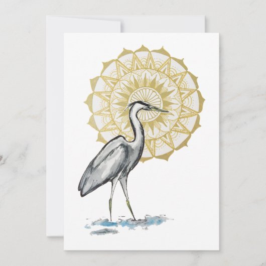 Carte Heron Mandala Large Flat Note (Devant)