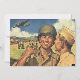 Carte Héros patriotiques vintage, hommes d'avion militai