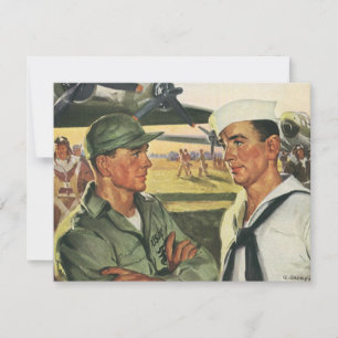 Carte Héros patriotiques vintage, hommes militaires en u