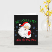 Carte He's On The List Not Mine Santa Funny Christmas (Fleur jaune)